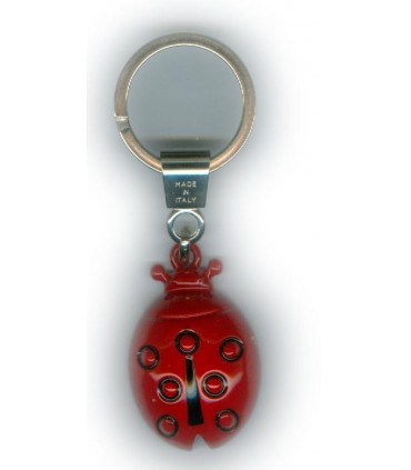 Portachiavi Portafortuna Coccinella in Metallo Artigianale e Smaltata a Mano Cartella da 6 pz.