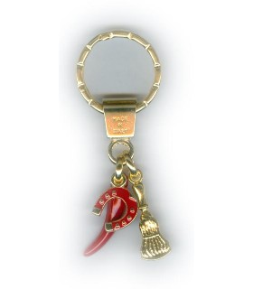 Corno Portafortuna Argento con Quadrifoglio e in Metallo Artigianale e Smaltato a Mano Cartella da 6 pz.