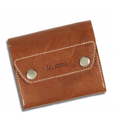 Portafoglio Dal Negro a Fisarmonica con Clip in Vera Pelle Color Cuoio