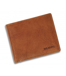 Portafoglio e Portacarte Dal Negro con Ribalta 8 Posti in Vera Pelle Color Cuoio