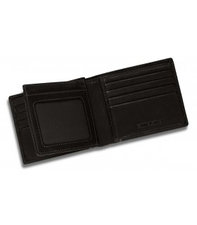 Portafoglio Portacarte di Credito Dal Negro 2 Tasche in Vera  Pelle Color Vitello Nero