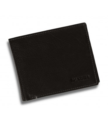 Portafoglio Portacarte di Credito Dal Negro 2 Tasche in Vera  Pelle Color Vitello Nero