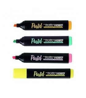 Evidenziatore Tratto Video assortito colori Pastello (verde-arancio-celeste-rosa-viola-giallo) conf. da 20 pz.