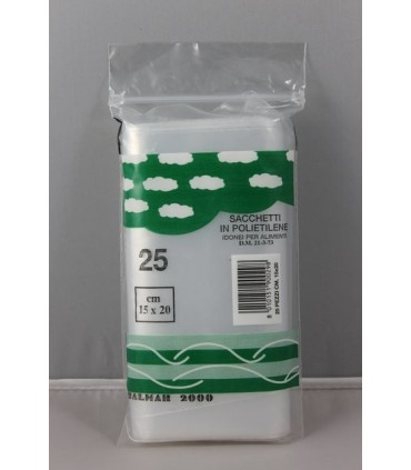 SACCHETTI IN POLITENE CON ZIP CM.15X20  CONF. DA 25 PZ