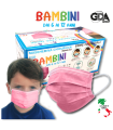 Mascherine Chirurgiche Protettive BAMBINI GDA COLORE ROSA Tipo II Monouso conf. 50 pz. (imballate in blister da 10 pz.)