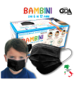 Mascherine Chirurgiche Protettive BAMBINI GDA COLORE NERO Tipo II Monouso conf. 50 pz. (imballate in blister da 10 pz.)