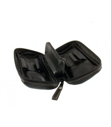Portatabacco da Pipa in Similpelle con Zip colore nero