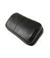 Astuccio Portatabacco con 3 Supporti per Pipa in Vera Pelle Morbida colore nero