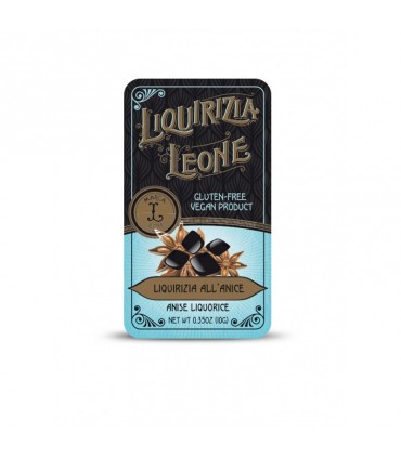 LIQUIRIZIA PURA ALL'ANICE LEONE IN LATTINA DA 10G CONF. 24 PZ.