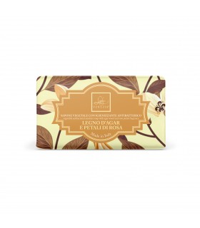 SAPONE VEGETALE IGIENIZZANtE antibatterico AL LEGNO D'AGAR E PETALI ROSA da 100g