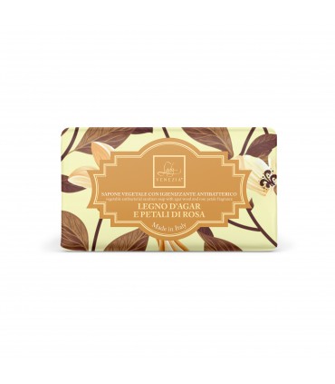 SAPONE VEGETALE IGIENIZZANtE antibatterico AL LEGNO D'AGAR E PETALI ROSA da 100g