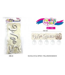 festone lungo con scritta viva gli sposi L. 100 cm  conf. 6 pz.
