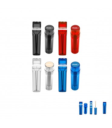 grinder Coney in Plastica 5 parti a forma di torre diam. 4.3mm + spazio riempi cono pre rollati Expo da 16 pz. colori assortiti