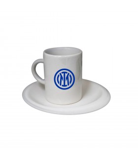 tazzina da caffè cilindrica in ceramica con piattino f.c. inter Confezionata in scatola da regalo