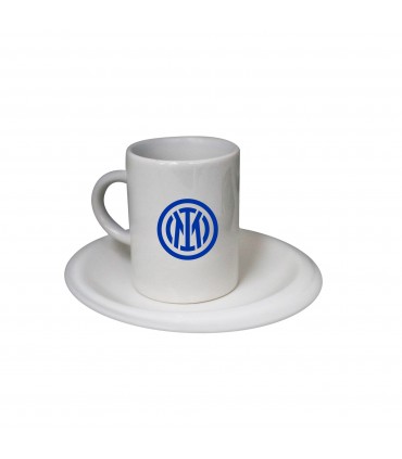 tazzina da caffè cilindrica in ceramica con piattino f.c. inter Confezionata in scatola da regalo