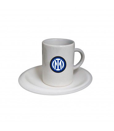 tazzina da caffè cilindrica in ceramica con piattino f.c. inter Confezionata in scatola da regalo