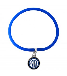 bracciale in silicone blu con piastrina logo f.c. inter