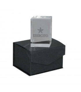 CRISTALLO FERMA CARTE PARALLELEPIPEDO CON ELEGANTE SCATOLA DA REGALO IN VELLUTO