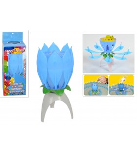 candeline compleanno a forma di fiore colore celeste