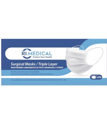 Mascherine Chirurgiche Protettive  in busta conf.50 pz. ( contiene 5 blister da 10 pz.)