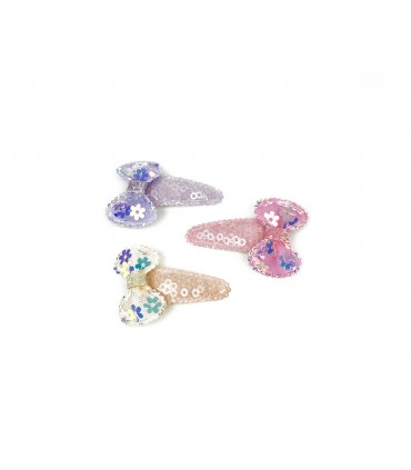 Fermagli Clic Clac BAMBINA a Becco Le Kikke con FIOCCO E STELLINE conf. 12 pz. assortiti come da foto