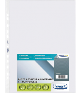 Buste Favorit foratura universale liscia formato 25 x 35 conf. 25 pz.