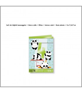Biglietto Cromo Buon Compleanno Bambini 4 Anni conf. 6 pz. monosoggetto