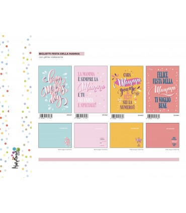 Biglietto Marpimar FESTA DELLA MAMMA CON GLITTER Conf. 12 pz. assortito