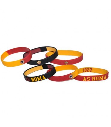 SET BRACCIALETTI DA 3 PZ IN SILICONE A.S. ROMA 1927