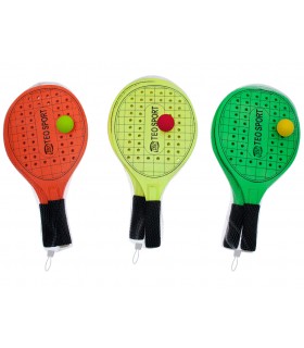 RACCHETTONI IN LEGNO FORATO COLORI FLUO SPESSORI 8MM CON PALLINE