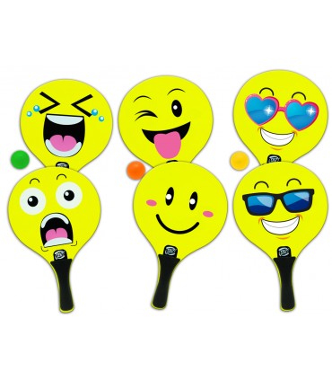 Racchettoni Emoticon in Legno SPESSORE 7MM con pallina