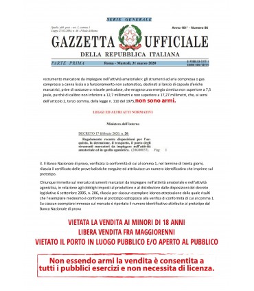 PISTOLA SEMIAUTOMATICA A GAS COMPRESSO ALFA 575 PAIN&BALL CALIBRO 50 CAPACITA' 7 COLPI