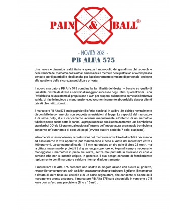 PISTOLA SEMIAUTOMATICA A GAS COMPRESSO ALFA 575 PAIN&BALL CALIBRO 50 CAPACITA' 7 COLPI