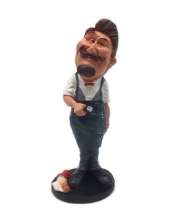 Caricature Mestieri IN RESINA  "Il Parrucchiere Barbiere". 15 cm