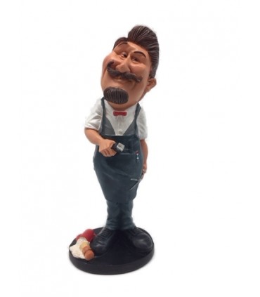 Caricature Mestieri IN RESINA  "Il Parrucchiere Barbiere". 15 cm