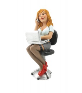 caricature Mestieri in resina "La Segretaria Sexy H. 15 cm