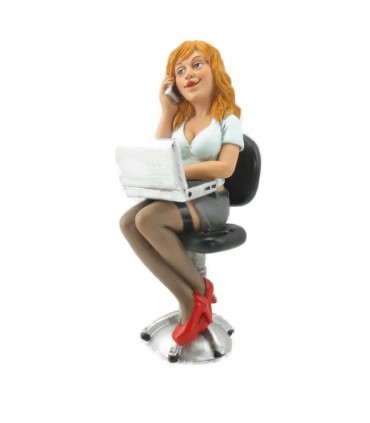 caricature Mestieri in resina "La Segretaria Sexy H. 15 cm