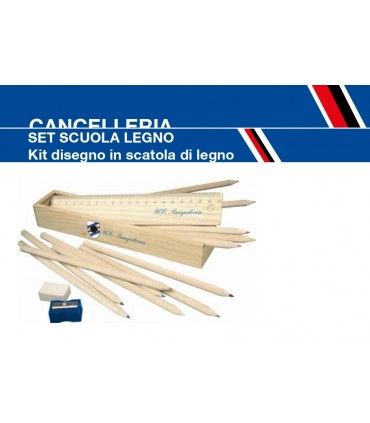Set Scuola u.c. sampdoria in legno con matite righello e temperino