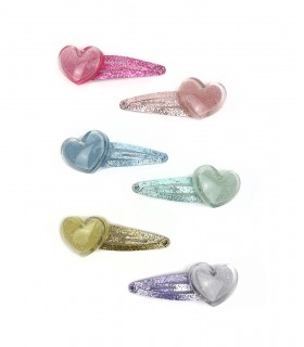 Fermagli Clic Clac BAMBINA Le kikke  L.5 cm CON CUORI Blister 12 pz. colori assortiti come da foto