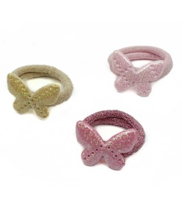 Elastici per Capelli Le Kikke da Bambina FARFALLA CON GLITTER CONF.12 pz. assortiti come da foto