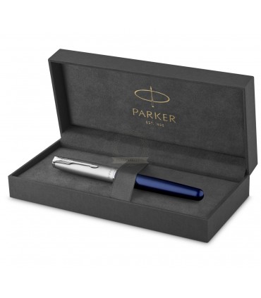 Penna PARKER ROLLER MOD.SONNET BLUE IN ACCIAIO con finiture ARGENTATE CONFEZIONATA IN ELEGANTE ASTUCCIO