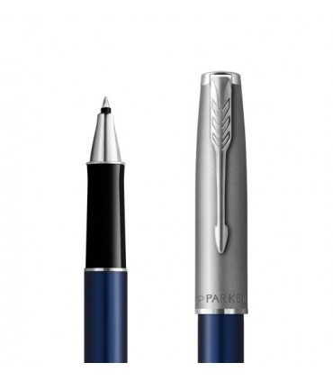 Penna PARKER ROLLER MOD.SONNET BLUE IN ACCIAIO con finiture ARGENTATE CONFEZIONATA IN ELEGANTE ASTUCCIO