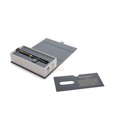 Penna PARKER roller MOD.SONNET MATTE BLACK IN ACCIAIO con finiture dorate CONFEZIONATA IN ELEGANTE ASTUCCIO