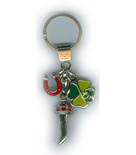 Corno Portafortuna con Coccinella  in Metallo Artigianale e Smaltato a Mano Cartella da 6 pz.