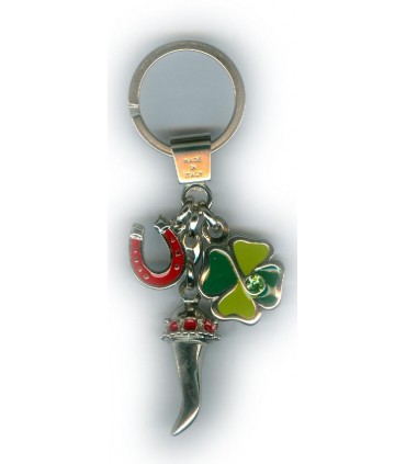 Corno Portafortuna con Coccinella  in Metallo Artigianale e Smaltato a Mano Cartella da 6 pz.