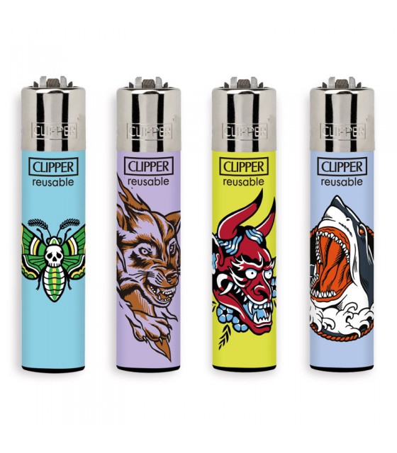 Clipper Set Da 4 Accendini Metallic Fluo - Ricaricabili, Pietra Sostituibile - Qualità Resistente