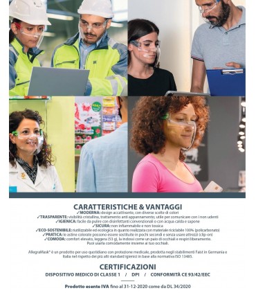 Maschera AllegraMask Proteggi Viso Trasparente Pesp 53gr.