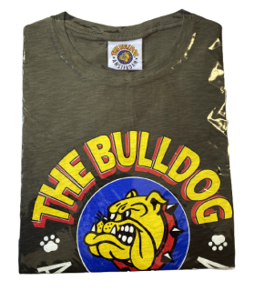 T-Shirt THE BULLDOG mezza manica colore verde militare  TG m