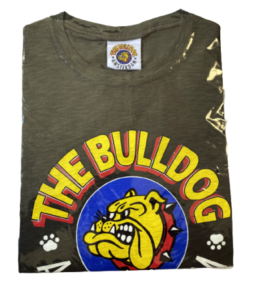 T-Shirt THE BULLDOG mezza manica colore verde militare  TG m