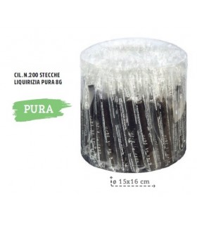 STECCHE LIQUIRIZIA PURA 8G EXPO CILINDRICO DA 200 PZ.